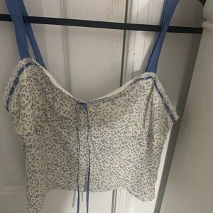 Floral Blue and White Women's Top